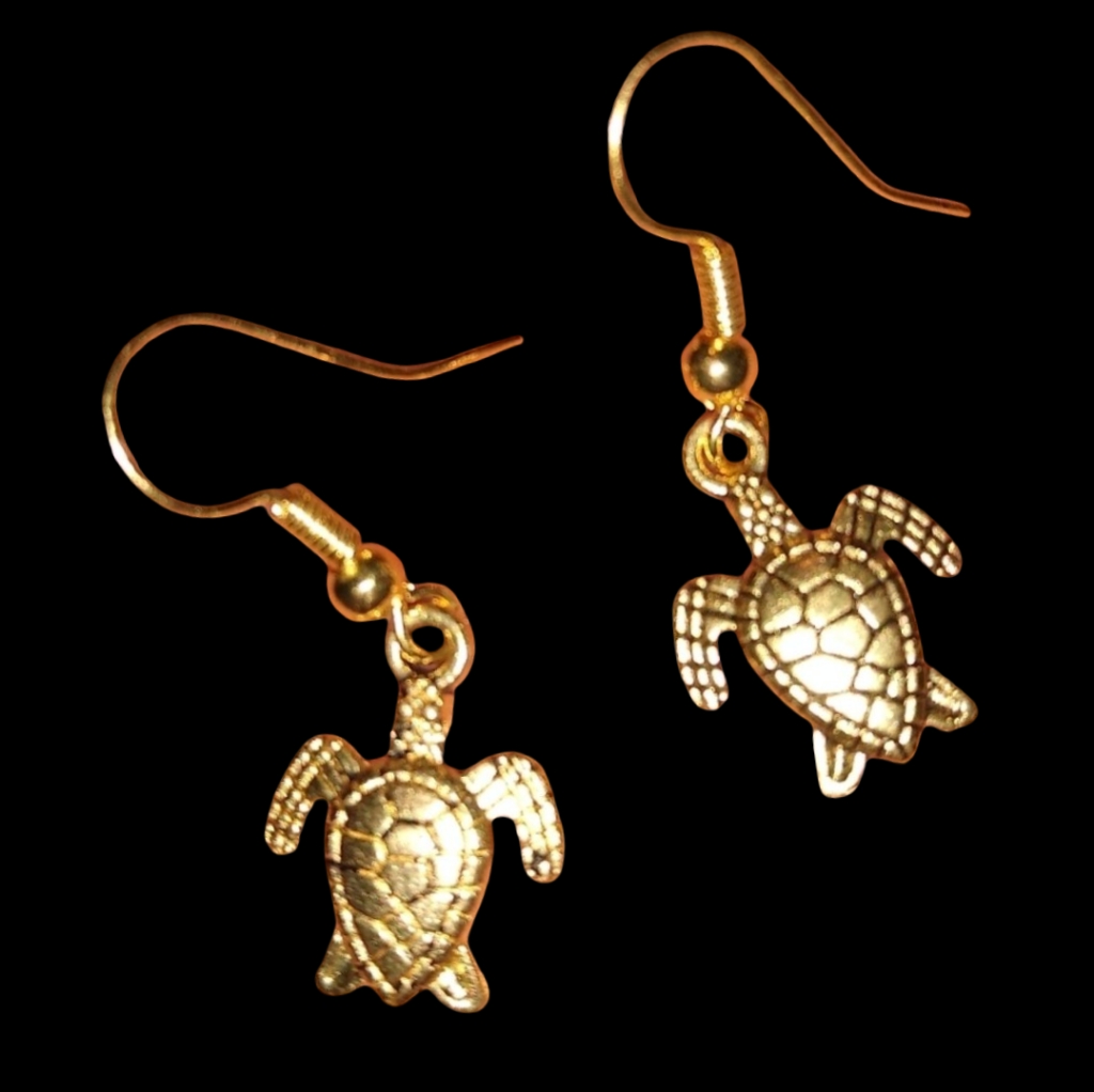 Little Turtle Lovers Charm Earrings Gold Turtles Mini Charms New Handmade Gift